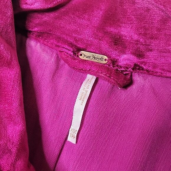 Free People Pink Velvet Trucker Jacket - Picture 2 of 4
